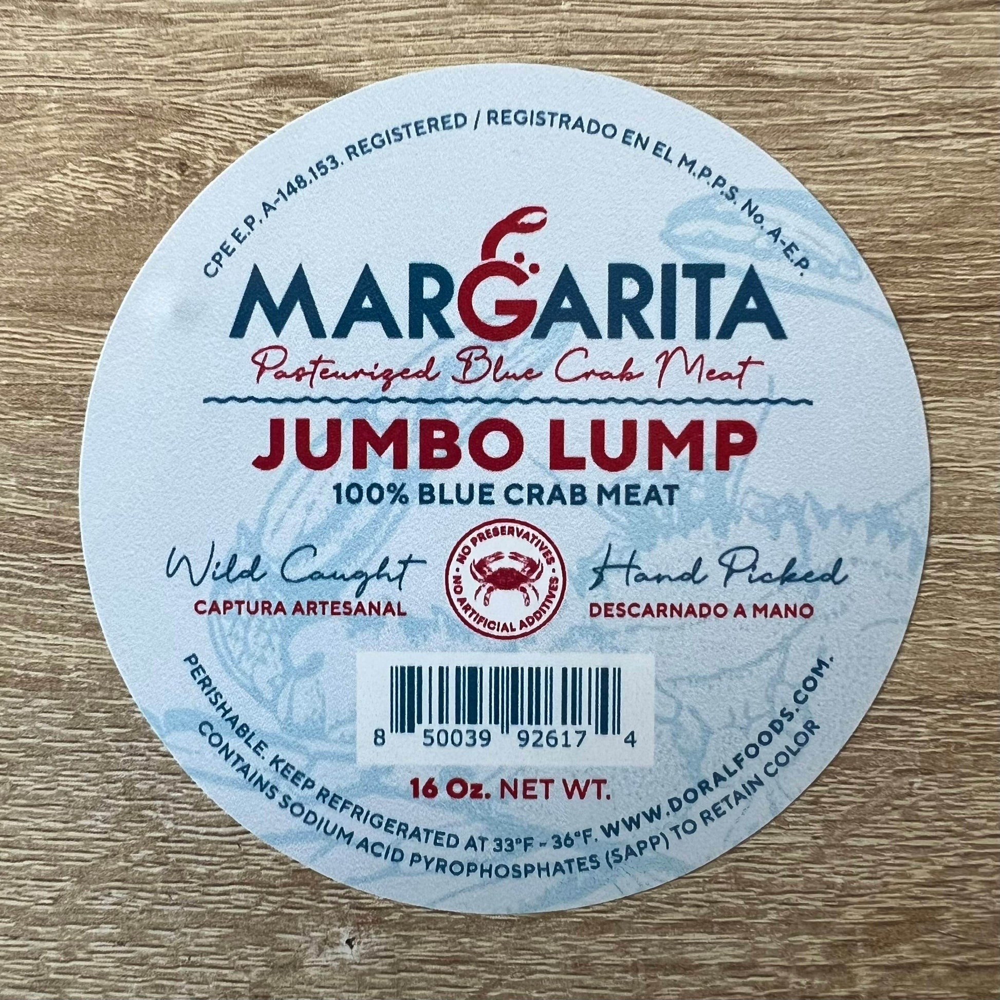 Jumbo Lump de Cangrejo Azul, precio por 454 gramos. - Agua Salada Online